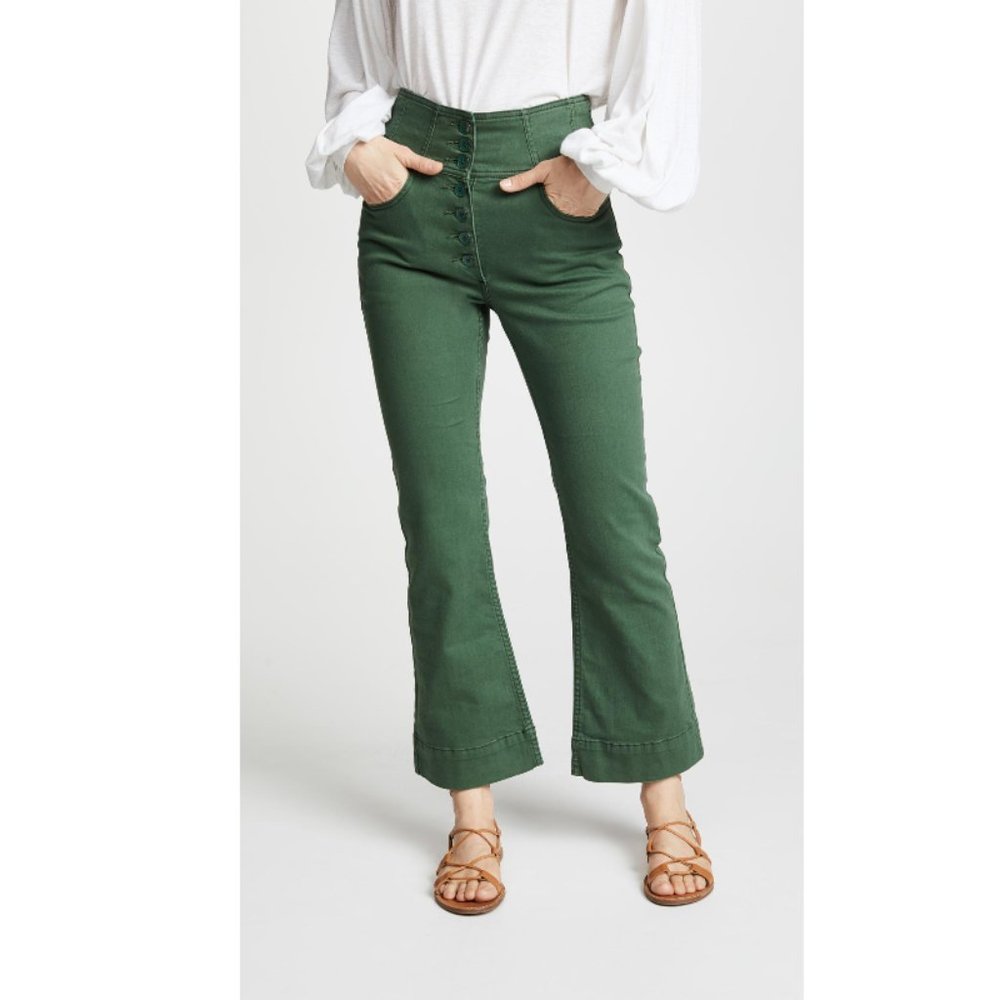 Ulla Johnson Ellis High Rise Jeans in Green Size 4
